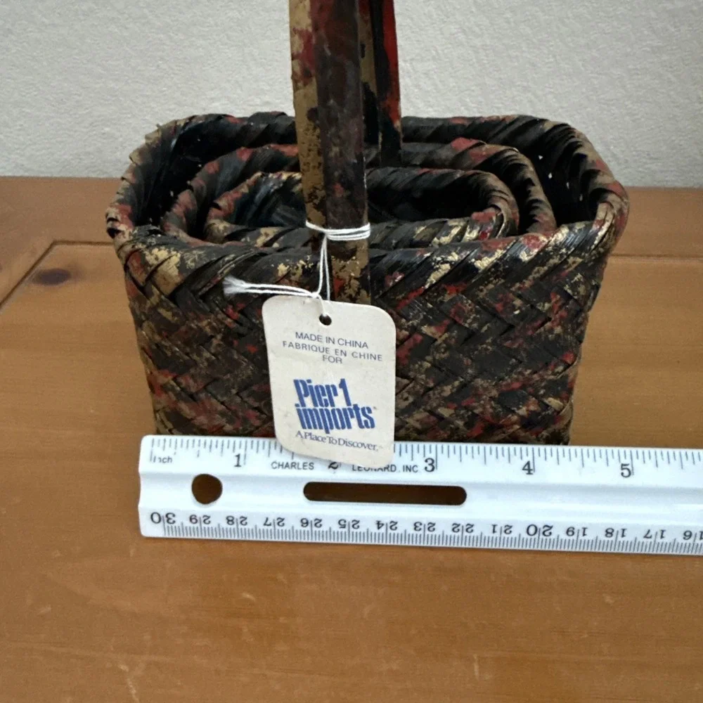Set 3 Pier 1 Imports Mini Stackable Baskets With Handles